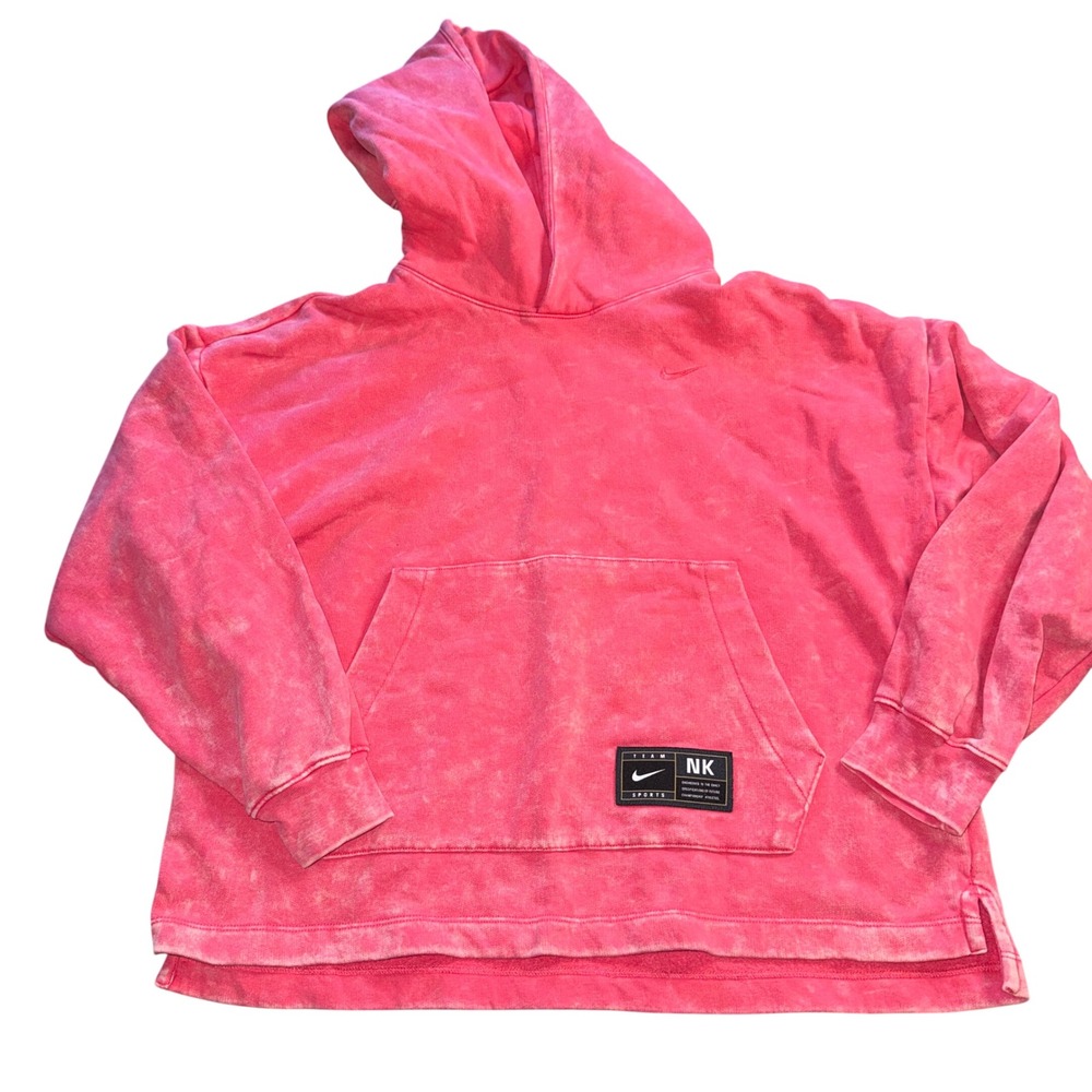 Nike Hoodie Large Pink Phoenix Fleece Acid Wash Oversized Pullover FZ5266-629